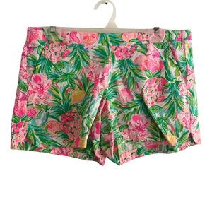 Lilly Pulitzer Pink and Green Tropical Print Shorts